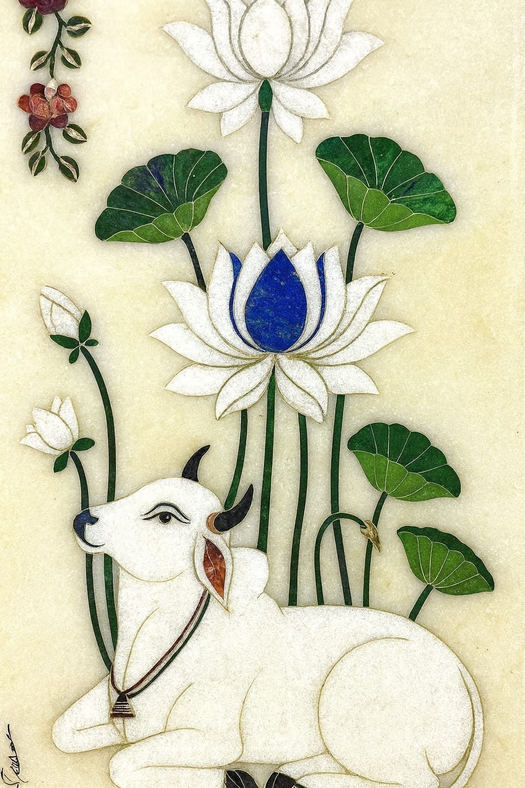 Handcrafted marble inlay wall panel by Nexus Inlay Creation, Udaipur