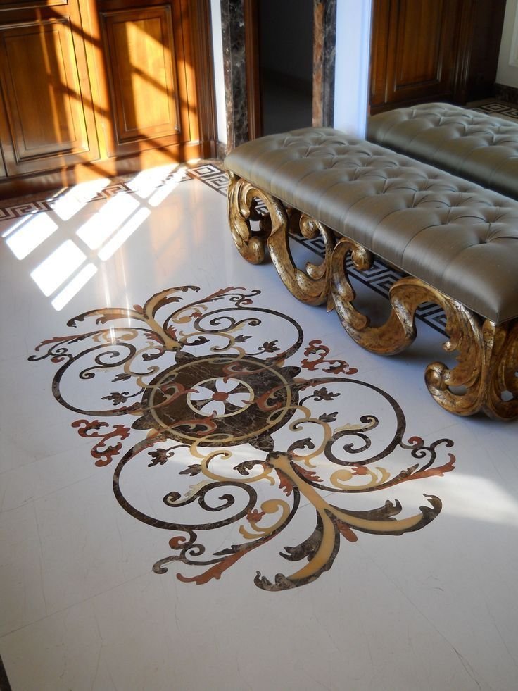 Marble inlay flooring detail illustrating marble inlay cost
