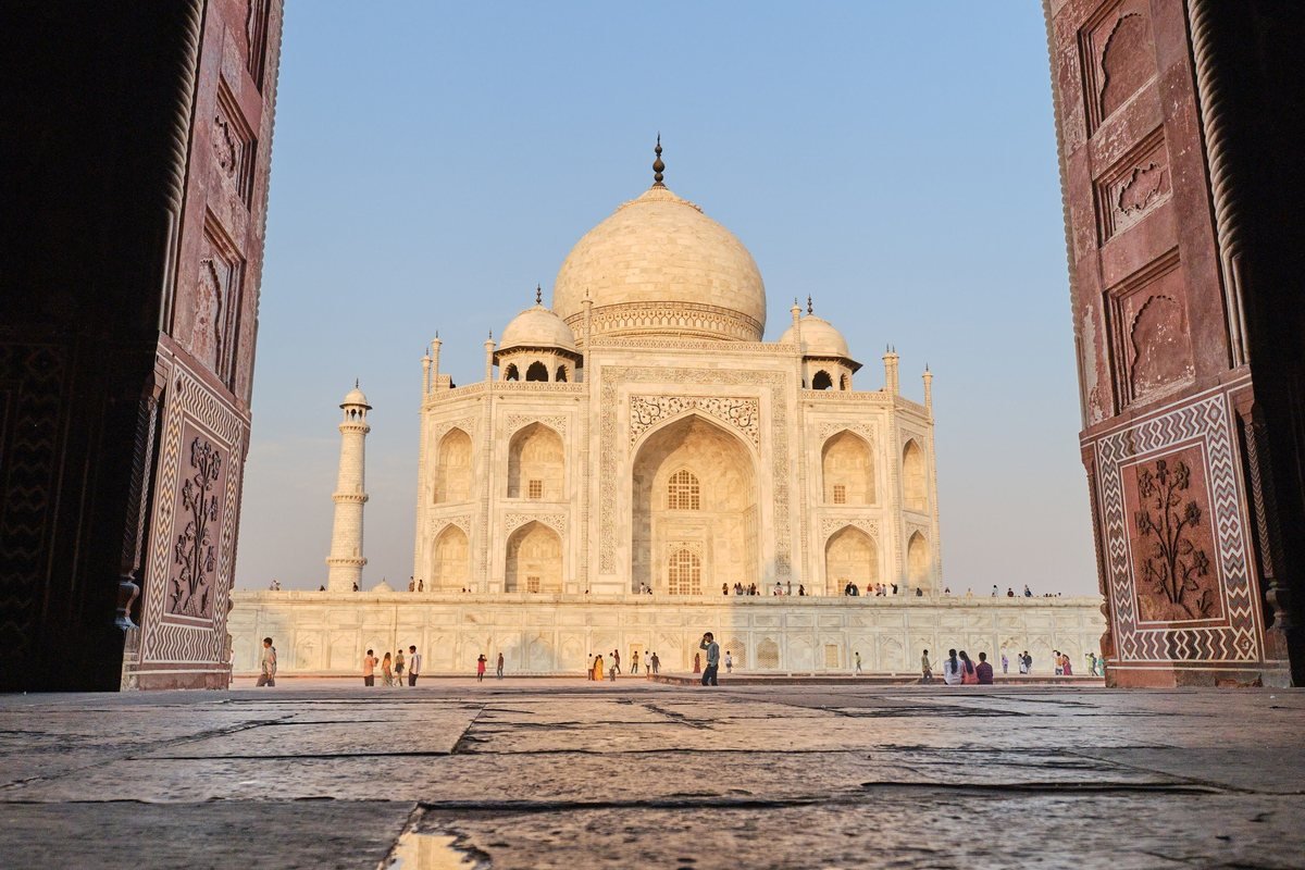 The Taj Mahal at Agra, seen from the gateway of the complex